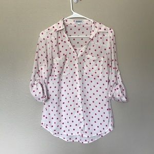 Express Portofino Shirt Pink Polka Dot